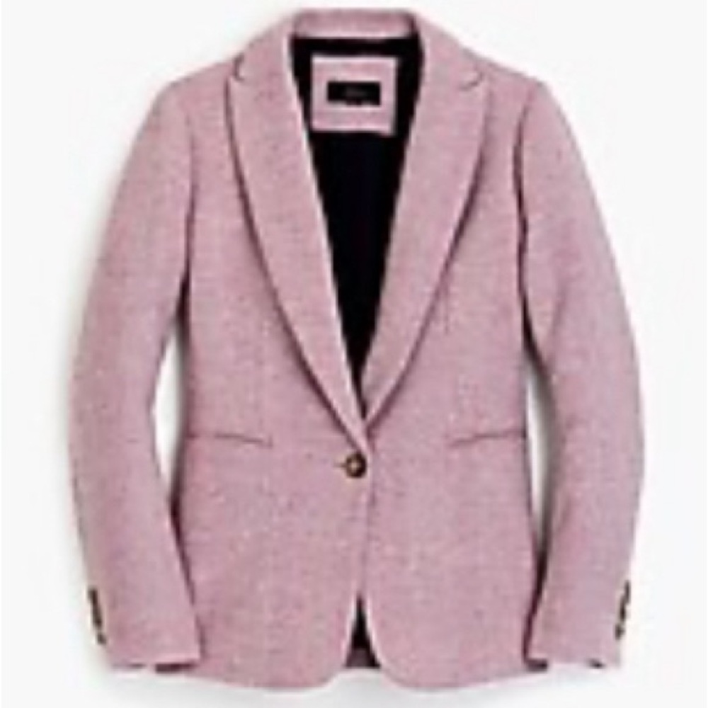 J.Crew Parke English Herringbone Wool Tweed Blazer 00P NWOT Ivory Mauve